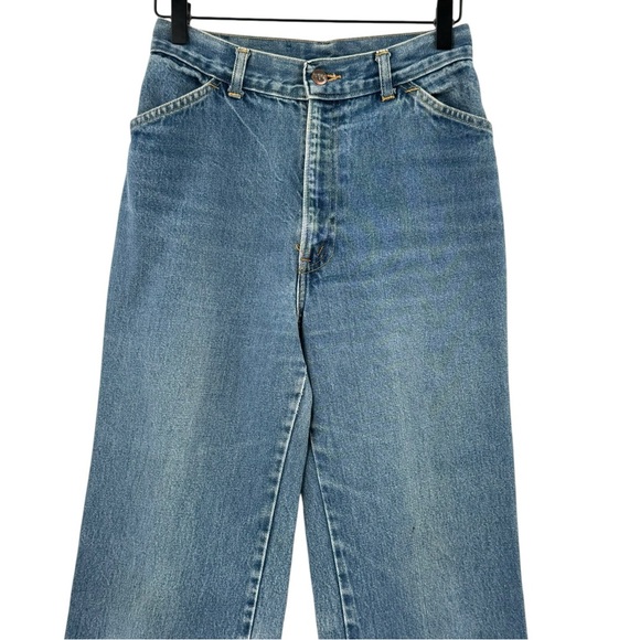 Vintage 70s Chic High Waisted Wide Leg Trouser Jeans 100% Cotton USA | 25" x 32" - Picture 4 of 15